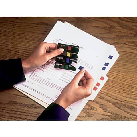 Segnapagina removibili Post-it® Index Mini con dispenser blu, giallo, verde, rosso  4 confezioni da 35 - 683-4